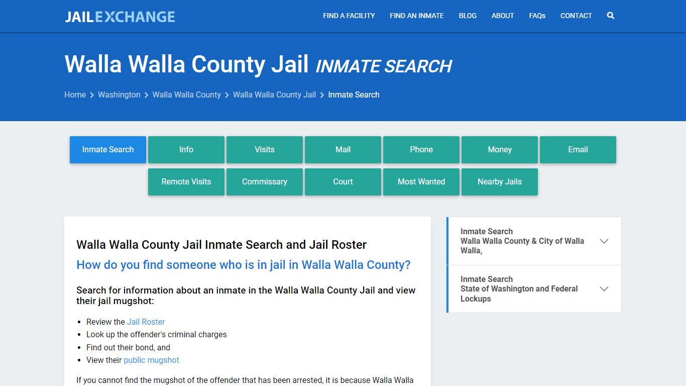 Walla Walla County Jail Inmate Search - Jail Exchange