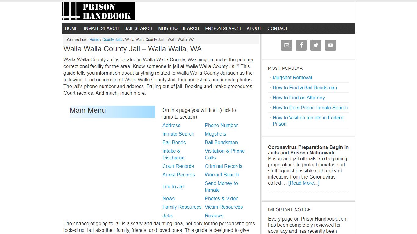 Walla Walla County Jail – Walla Walla, WA - Prison Handbook